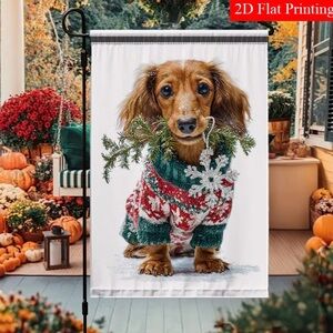 New Festive Dachshund Holiday Garden Flag